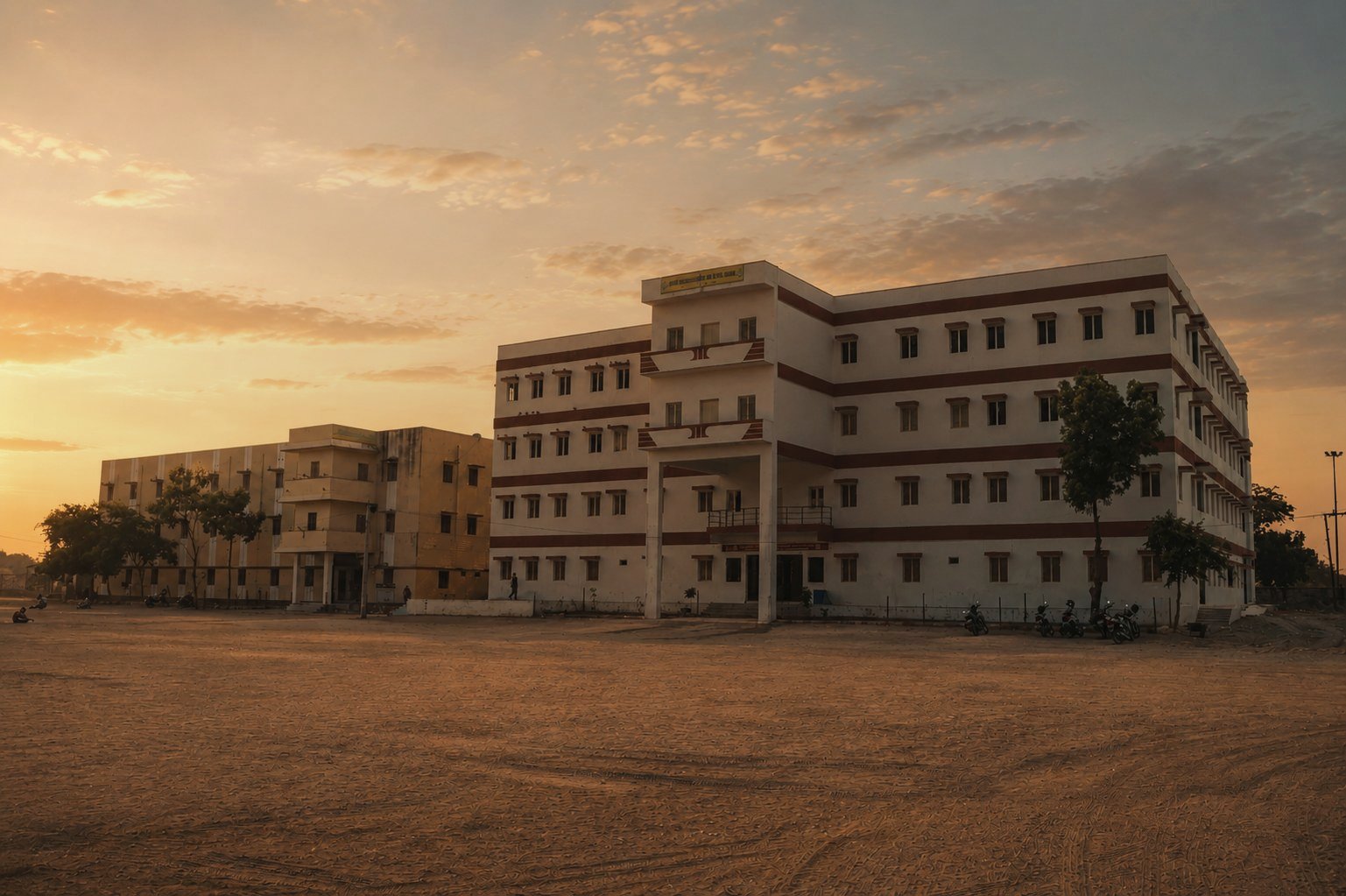 Sunrise Education Academy campus at golden hour